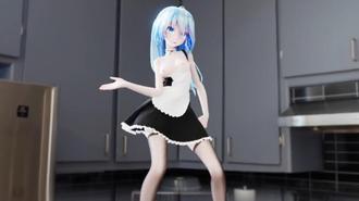 MMD极品黑丝女仆Miku！风骚宅舞狂扭淫臀！巨乳乱颤跪求内射！3D